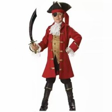 Deluxe Kids Pirate Captain Costume Halloween Party Dress Up Outfit for Boys 3-10
