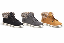 Womens Fur Lined Lace Up Ankle