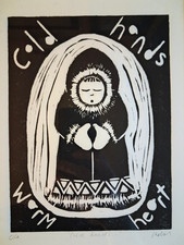 Original Inuit Art Print "Cold
