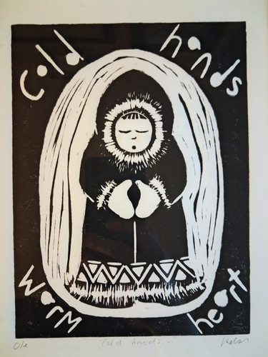 Original inuit art print - art, "cold