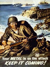 Propaganda War Wwii Usa Metal Beach Landing Gun Fine Art Print Poster Bb8313B