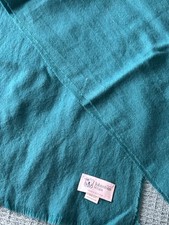 Vintage Scarf Johnstons of Elgin Blue Merino Wool Retro Cottagecore Winter Shawl