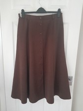 faux suede look  brown buttoned down skirt size 16 VIYELLA flattering vintage