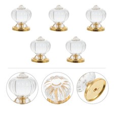  5 Pcs Crystal Door Knob Cupboard Handles Clear Cabinet Knobs Pulls