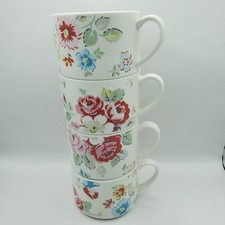 Cath Kidston Stacking Cups Set Of 4 Floral Ceramic Excellent Condition 