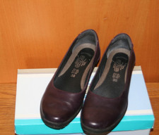 Ladies Fly Flot Shoes Size 5 Purple Aubergine Leather Ideal Work