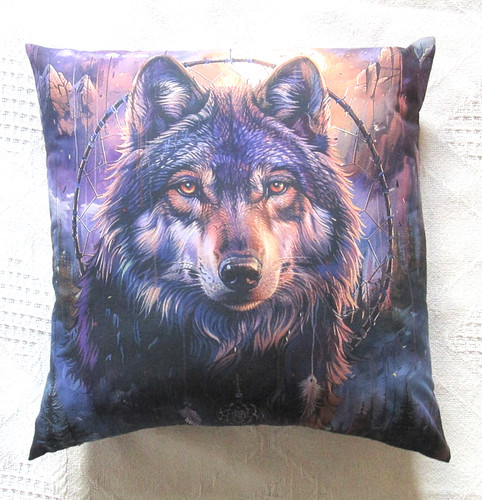 Forest wolf cushion cover - cushion,