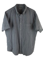 UNIQLO Blue SHort Sleeve Seersucker Shirt size M Mens Summer Holiday Beach