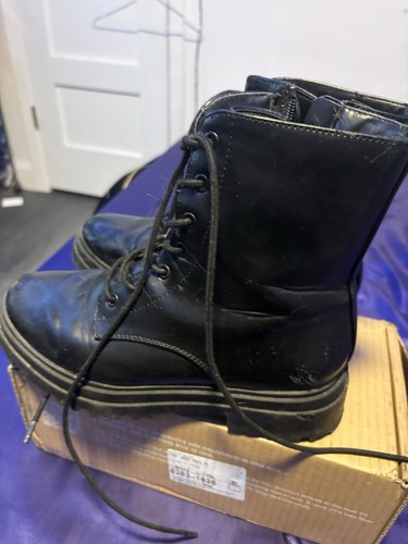 Women black combat boots - black,
