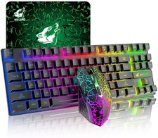 Wireless Gaming Keyboard Mouse Set USB C RGB Backlit + Mouse Pad For PC PS4 Xbox