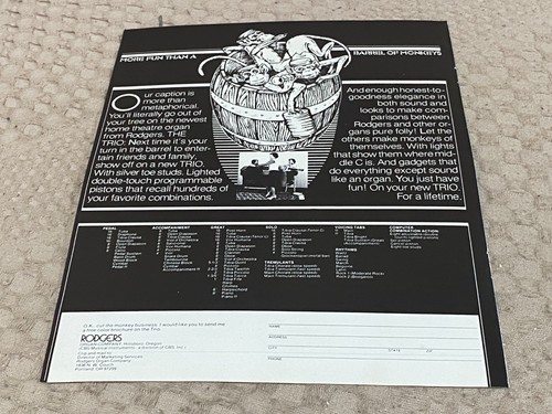 Keyboard organ advert 11x8 - organ,