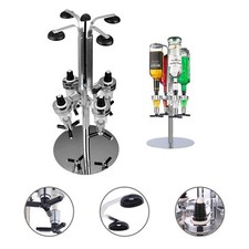 4 Bottle Rotary Stand Optic Drink Dispenser Party Metal Bar Butler