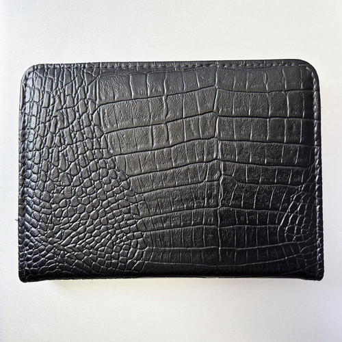 Black faux crocodile leather - black,