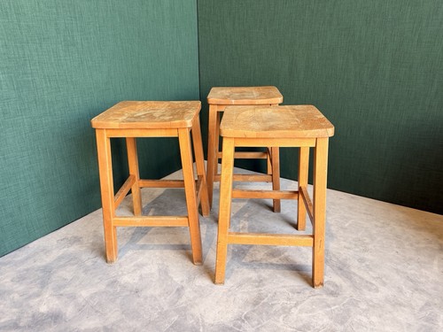 Wooden school workshop stools - school,