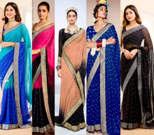 1 minute ready to wear Georgette saree indian bollywood designer readymade sari