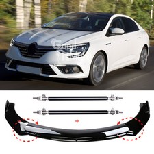 Glossy Black Front Bumper Lip Splitter Spoiler + Stud Rods For Renault Megane 4