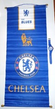 2 CHELSEA F.C. GIFTS: 1 CHELSEA BANNER + 1 CHELSEA QUARTZ WATCH FOR $40