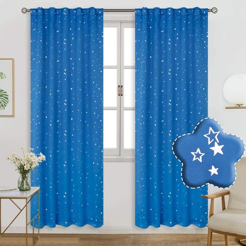 Sky blue star print blackout - sky,