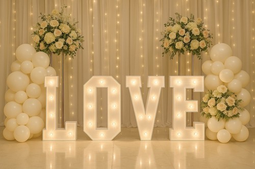 4ft light love letters hire - up,