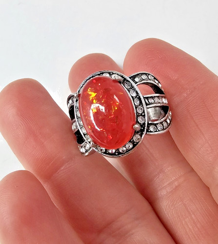 Red fire opal ring simulated - fire,