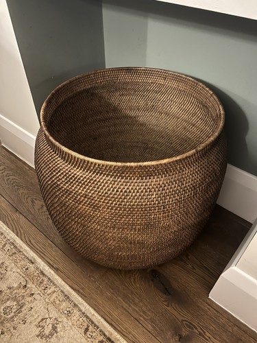 Rattan storage basket - basket, large