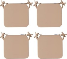 Beige Chair Cushion Seat Pads Filled Foam Tie Garden Bench Dining Kitchen 4 pack
