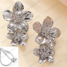 CLIP ON silver tone DOUBLE