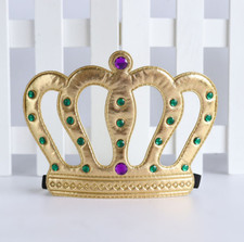 Crown Headdress King Faux Jewelled Queen Fancy Dress Party Wear Costume Gold