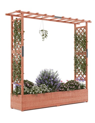 Wooden trellis planter - wooden, raised