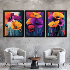 Orange & Purple Floral Wall