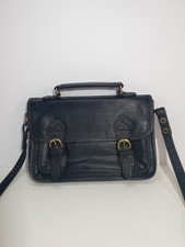Vintage Hidesign Black Leather Handbag, Messenger Bag, Small Medium Satchel 28cm