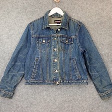 Vintage Y2K Short Denim Trucker Jacket Women Large LIMITED JEANS Blue 90s Grunge
