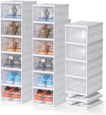Shoe Storage Box 12PCS Clear Shoe Boxes Stackable Foldable Up to UK 10