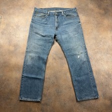 LEVI'S 505 Jeans Blue Mens (38 Inch Waist) (29 Inch Leg) Regular Fit Distressed