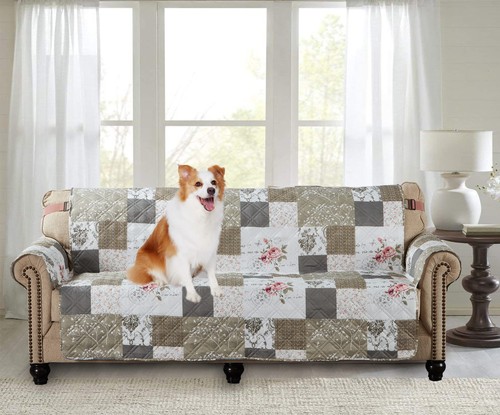 Rose and toile patchwork couch - and,