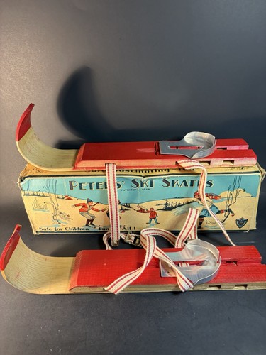 Vintage pair child wooden snow - wooden,