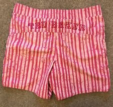 TED BAKER PINK STRIPE BOARD SURF SWIMMING SHORTS LARGE BACK LOGO SIZE 3 