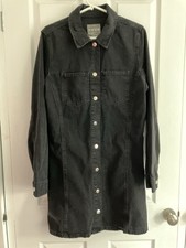 Black denim shirt dress - size 16