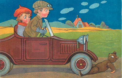 Teddy bear car accident - , drawn