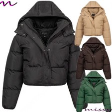 NEW WOMENS LADIES WINTER OVERSIZED SHORT PUFFER JACKET COAT HOODED SIZES 8-24