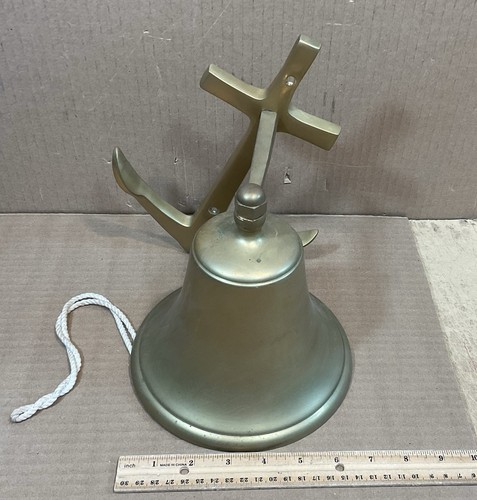 Large solid brass ship bell - brass,