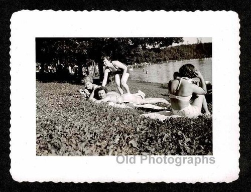 Woodland lake women - lake, sunbathing