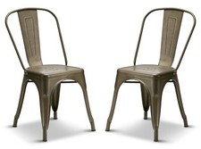 2 Gun Metal Tolix Style Retro Industrial Dining Chairs Industrial Slight 2nds