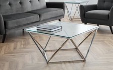 Octagonal Glass & Chrome Coffee Table W80cm x D80cm x H45cm ROCKPORT