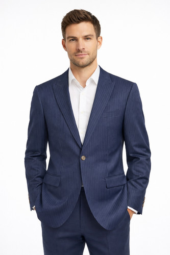 Navy blue pinstripe suit - blue,