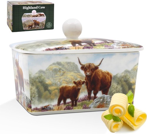 Highland cow butter dish with - cow,