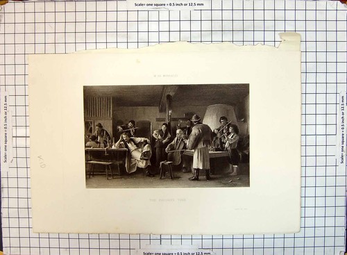 Original old antique print - old,