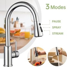 360° Kitchen Sink Mixer Taps Pull Out Spout Spray Single Lever Modern Mono Tap