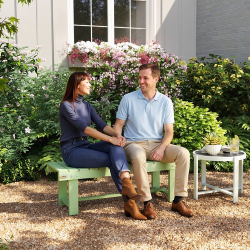 Wooden garden bench backless - garden, bench,
