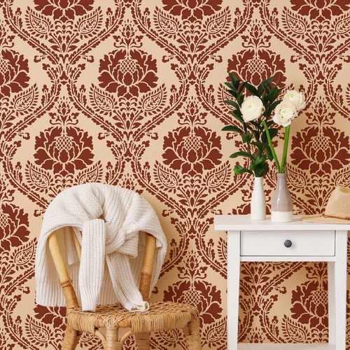 Enchanted floral damask wall - floral,